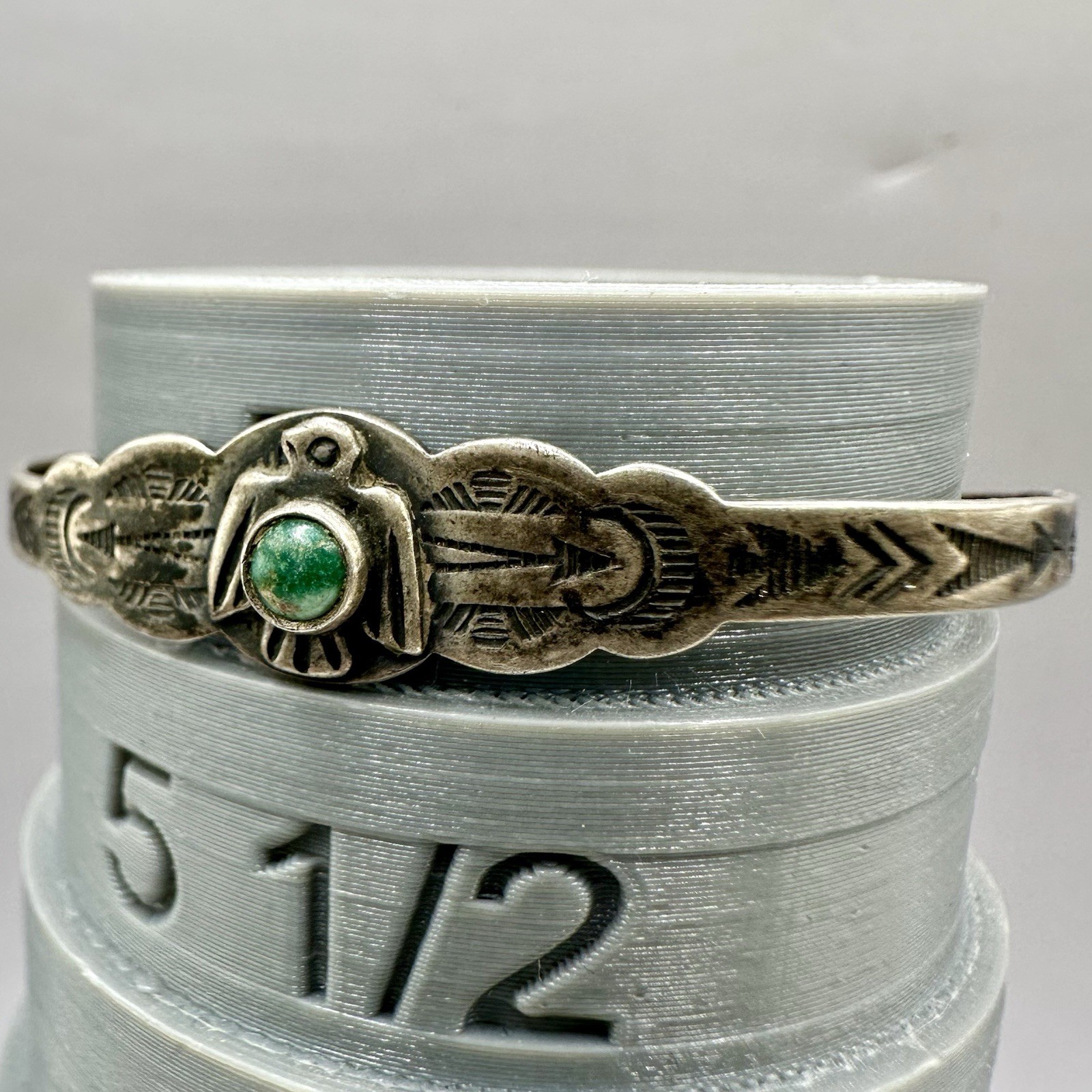 Native American Cuff Bracelet Fred Harvey Era Sterling Silver Turquoise Size 5 S