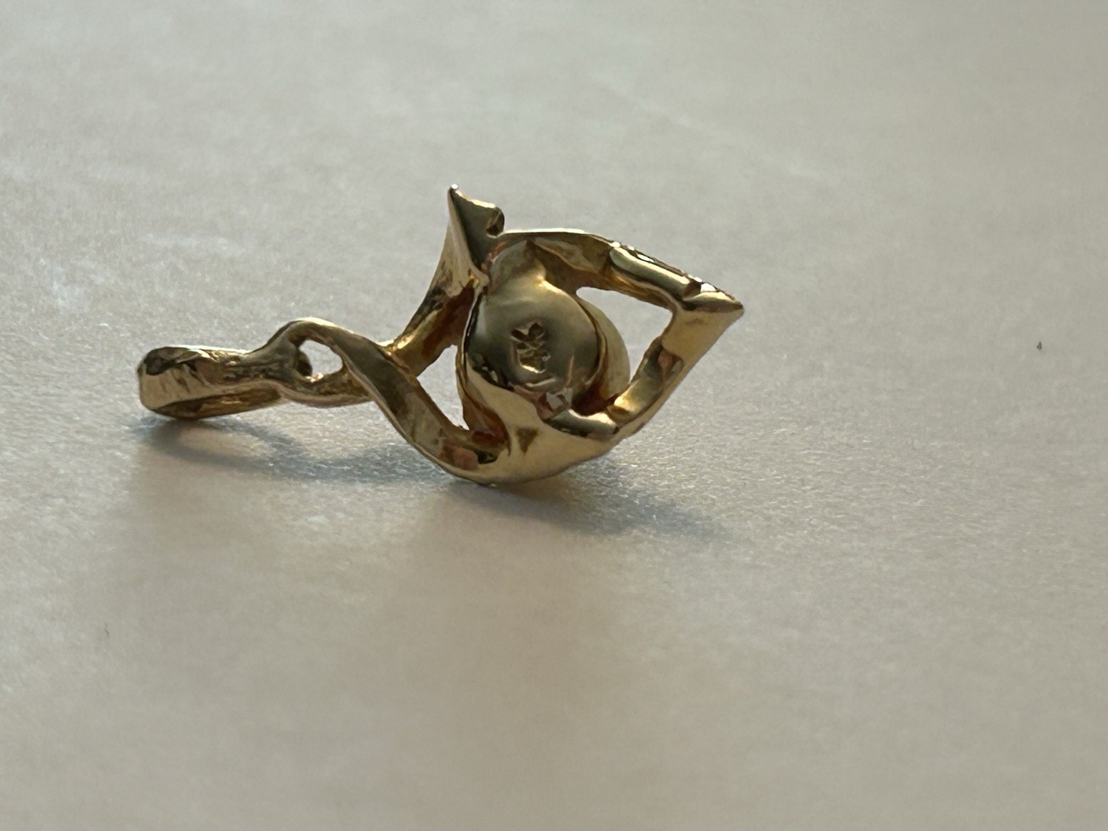1.0 Gram 14K Yellow Gold Solitaire Pearl Pendant