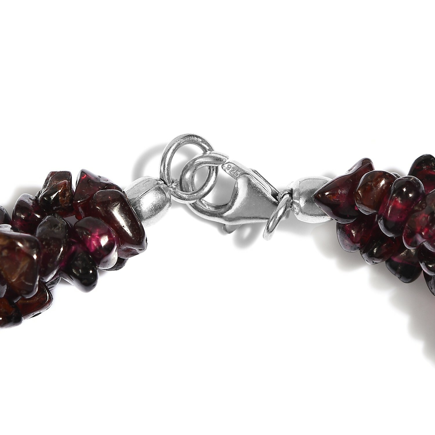 144ctw Rhodolite Garnet Three-row Chips Bracelet Platinum Plated 7.25″