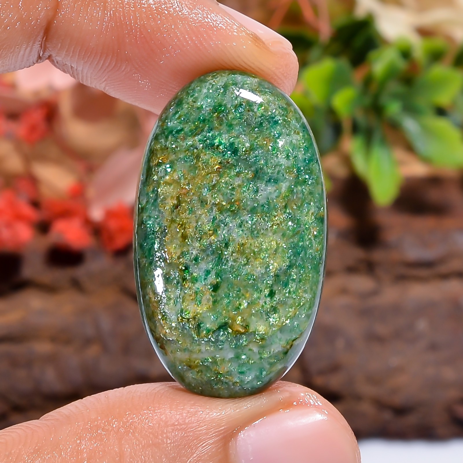 Green Aventurine Oval 26Ct 30X18mm Natural Gemstone