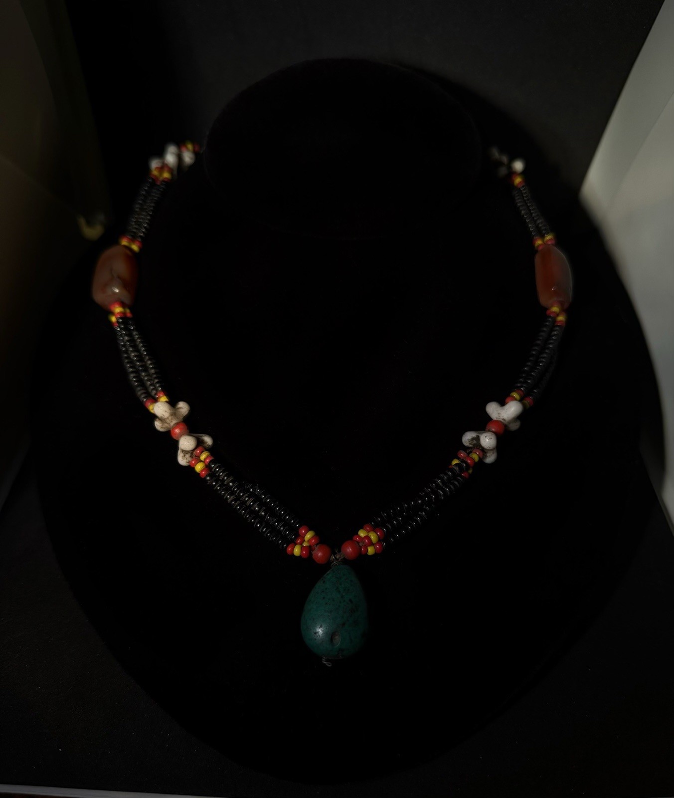 Vintage 26” Tibetan Turquoise & Carnelian Bead Necklace Old Ethnic Tribal