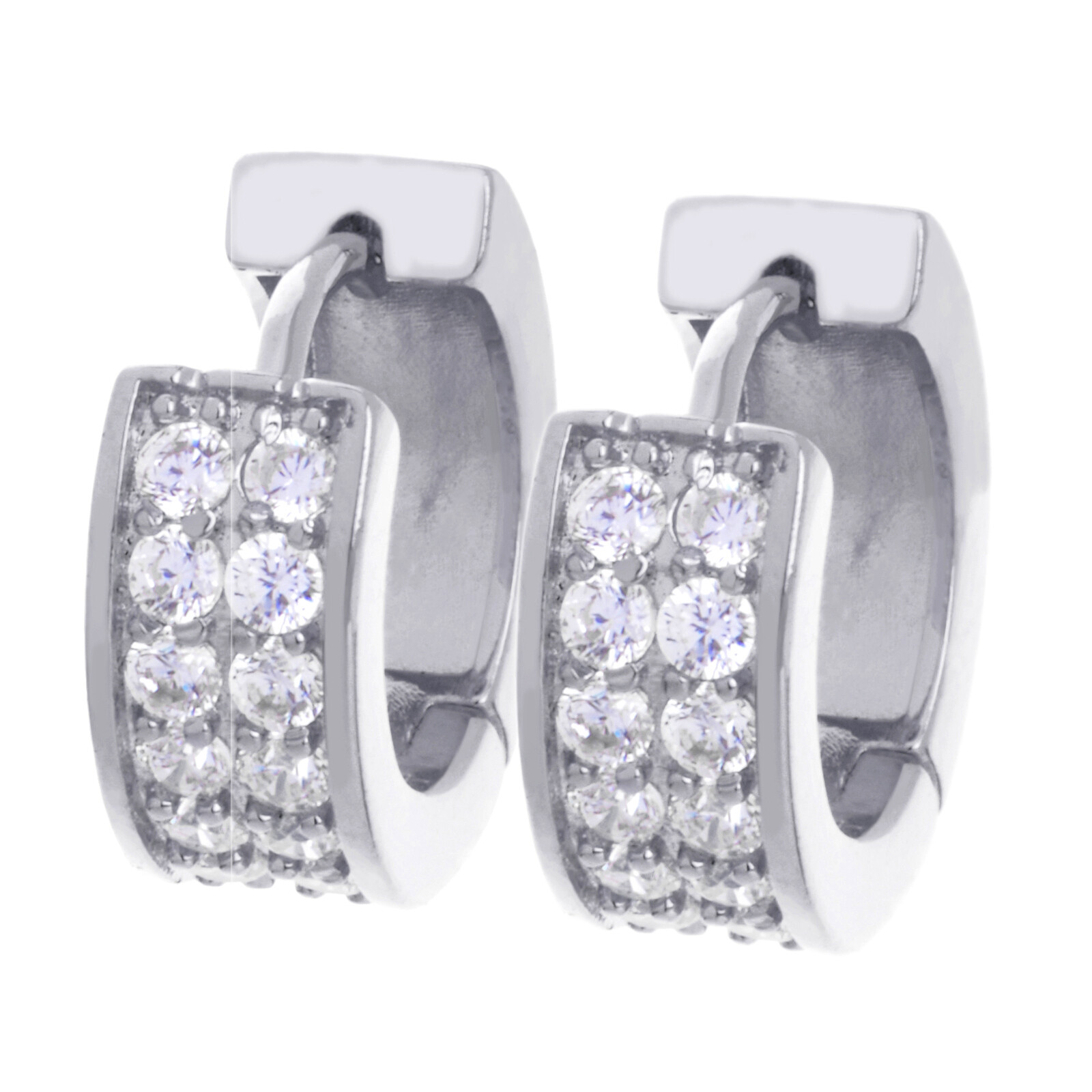 Men’s Women’s Gold Silver Black Tone Iced CZ Huggie Hoop Snap Earrings HE 215