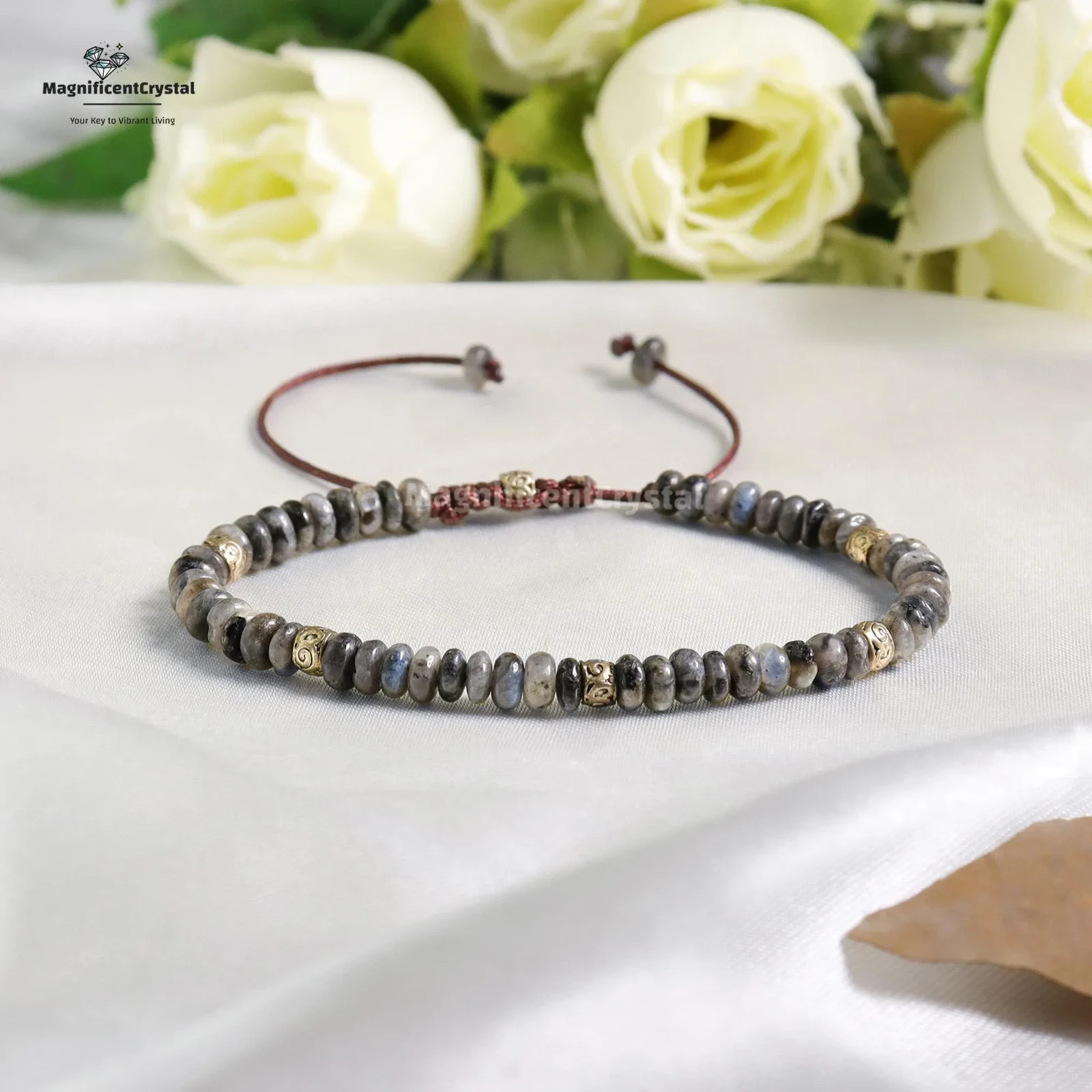 Grounding Larvikite Bracelet Stone of Spiritual Protection Healing Reiki Jewelry