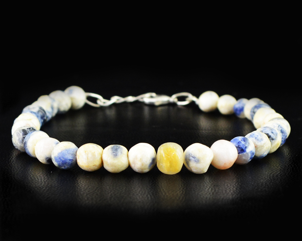 STYLISH 76.50 CTS EARTH MINED ROUND SHAPE RICH BLUE SODALITE BEADS BRACELET