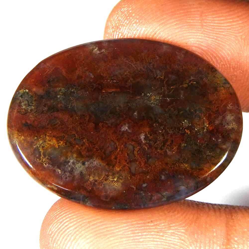 38.20Cts100%Natural Red Green Moss Agate Oval Cabochon Loose Gemstones