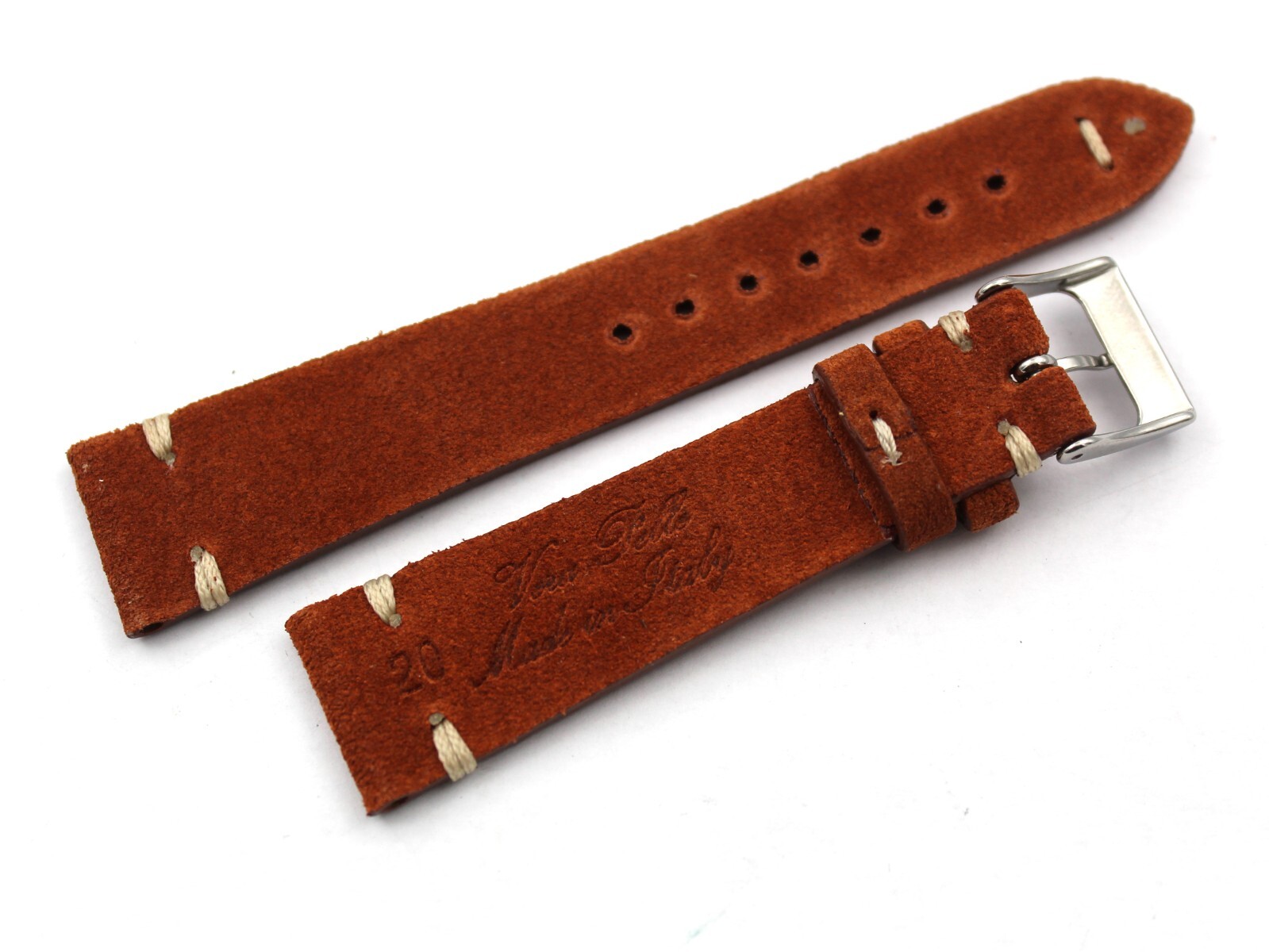 Watch Band Leather Suede Brown Various Sizes Made Italy Top Quality