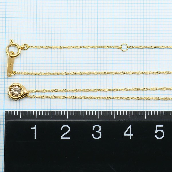 K18YG Necklace with Brown Diamond (0.2 carat), Total Weight Approx. 1.1g, Ar…