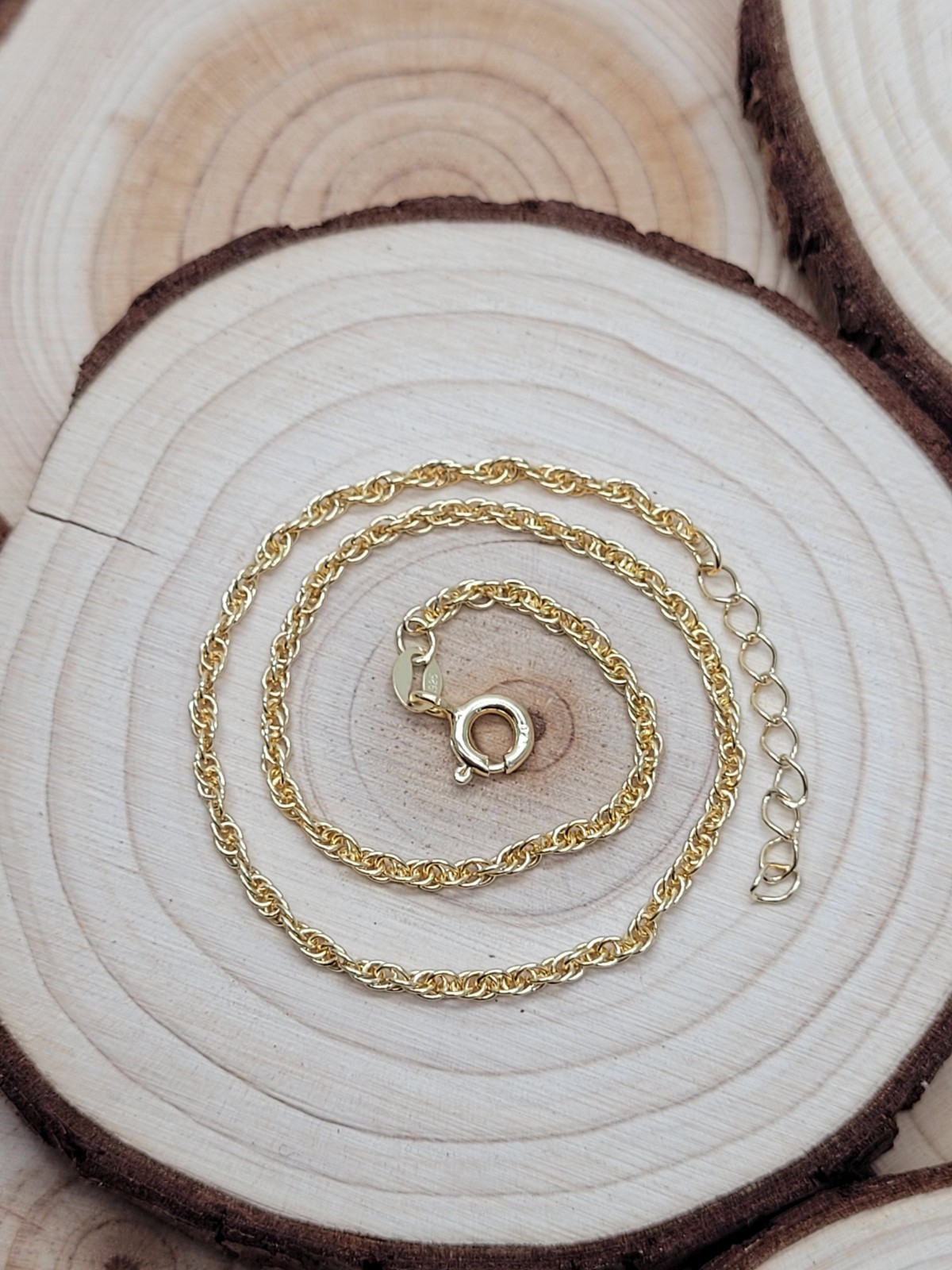 9ct on Sterling silver Anklet – Rope Style 8.5″ – 12’5″