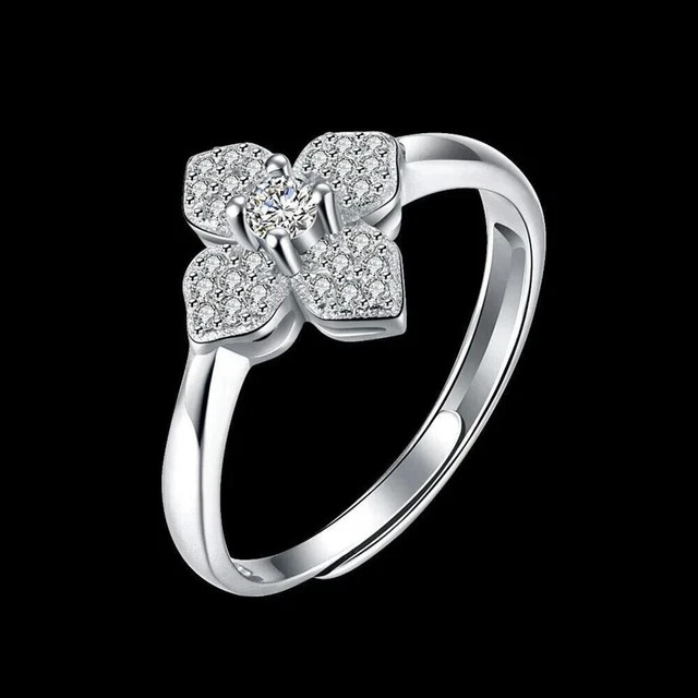 Flower Women’s Ring 1.90ct Round Cut 14k White Gold Plated Lab Grown Diamond