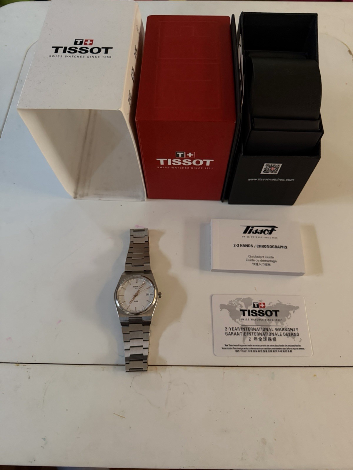 Tissot PRX Quartz 40mm Silver Dial Date Stainless Steel Bracelet w/ Box