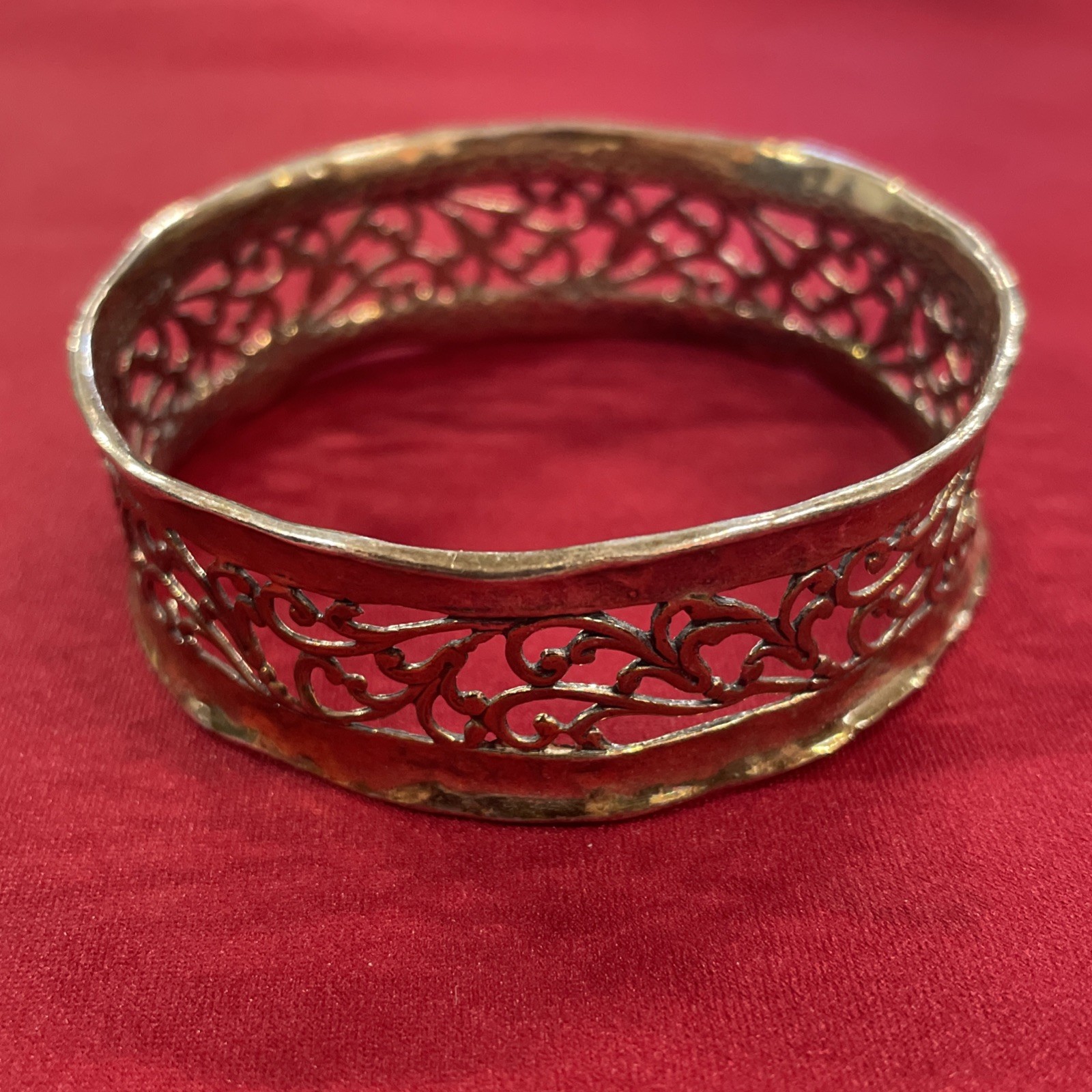 Sterling Silver 925 PZ Paz Creations Israel Filigree Wide Cuff Bracelet
