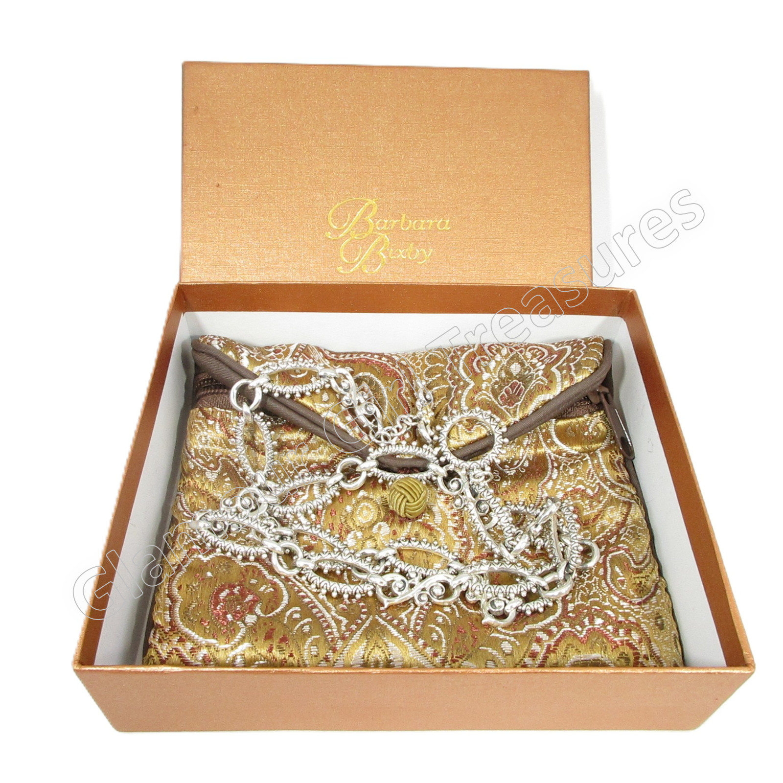 Barbara Bixby Sterling & 18K Gold Flower Scroll & Oval Link 20″ Toggle Necklace