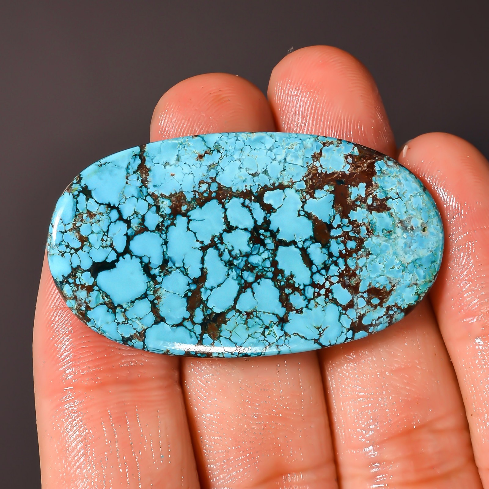 52.45Cts Natural Tibet Turquoise Cabochon 24x43x4mm Oval Top Quality Loose Stone