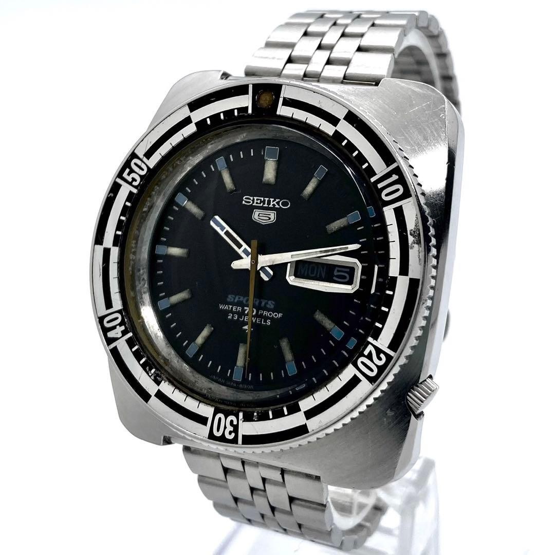 Seiko 5126-8130 1969 Vintage 27J Auto Sports Watch Black Dial Used