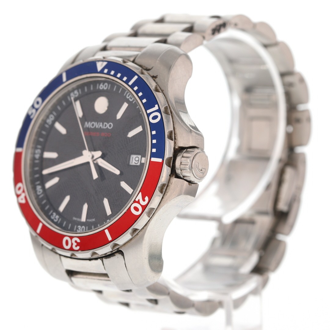 Movado Series 800 Pepsi 40mm Black Dial Swiss Quartz Stainless Steel Men’s Watch