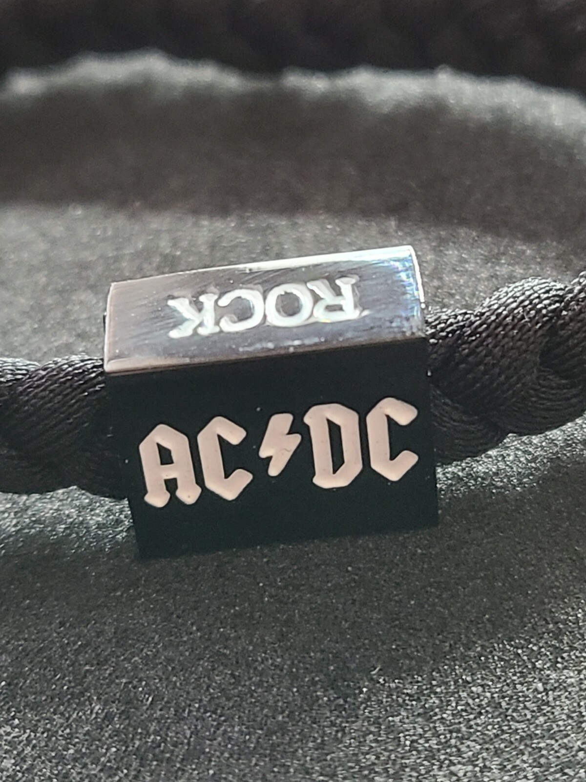 NEW AC/DC ROCK BAND RETRO CLUB UNISEX BLACK BRAIDED STRETCH BRACELET CONCERT