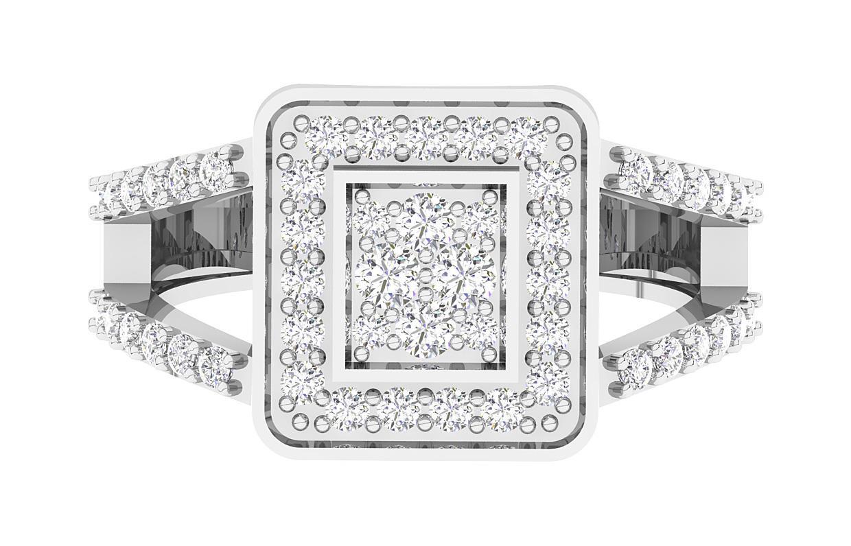 14K Rose Gold Square Right Hand Wedding Ring SI1 G 0.75 Carat Natural Diamond