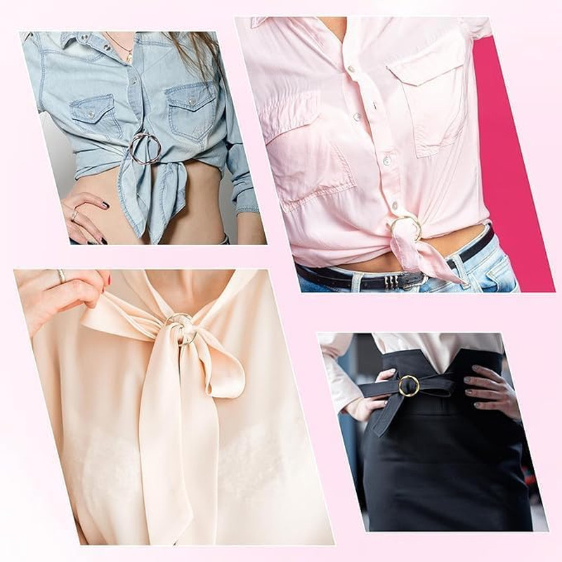 6 PCS Scarf Clips and Ring T Shirt Clip for Women Fashion Metal Circle Buckle fo