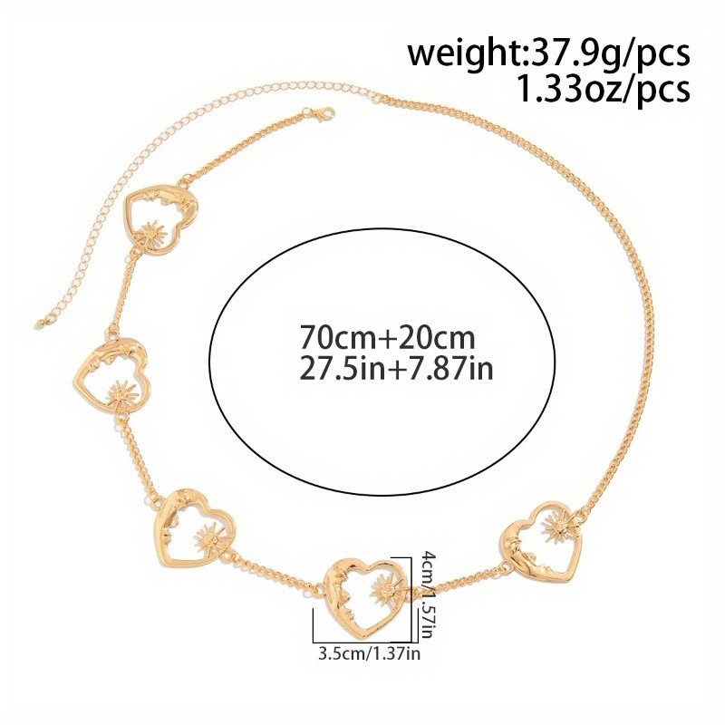 Women’s Fashion Face Crescent Heart Waist Chain Alloy Sunflower Chain Body Chain