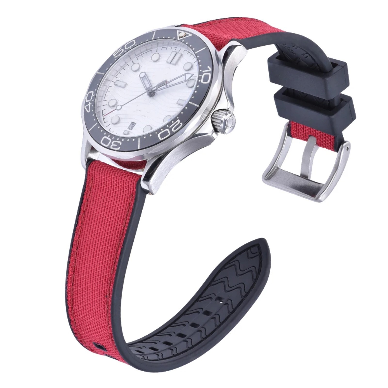 20 22mm Nylon Rubber Dive Watch Strap Hybrid Canvas Quick Release Band