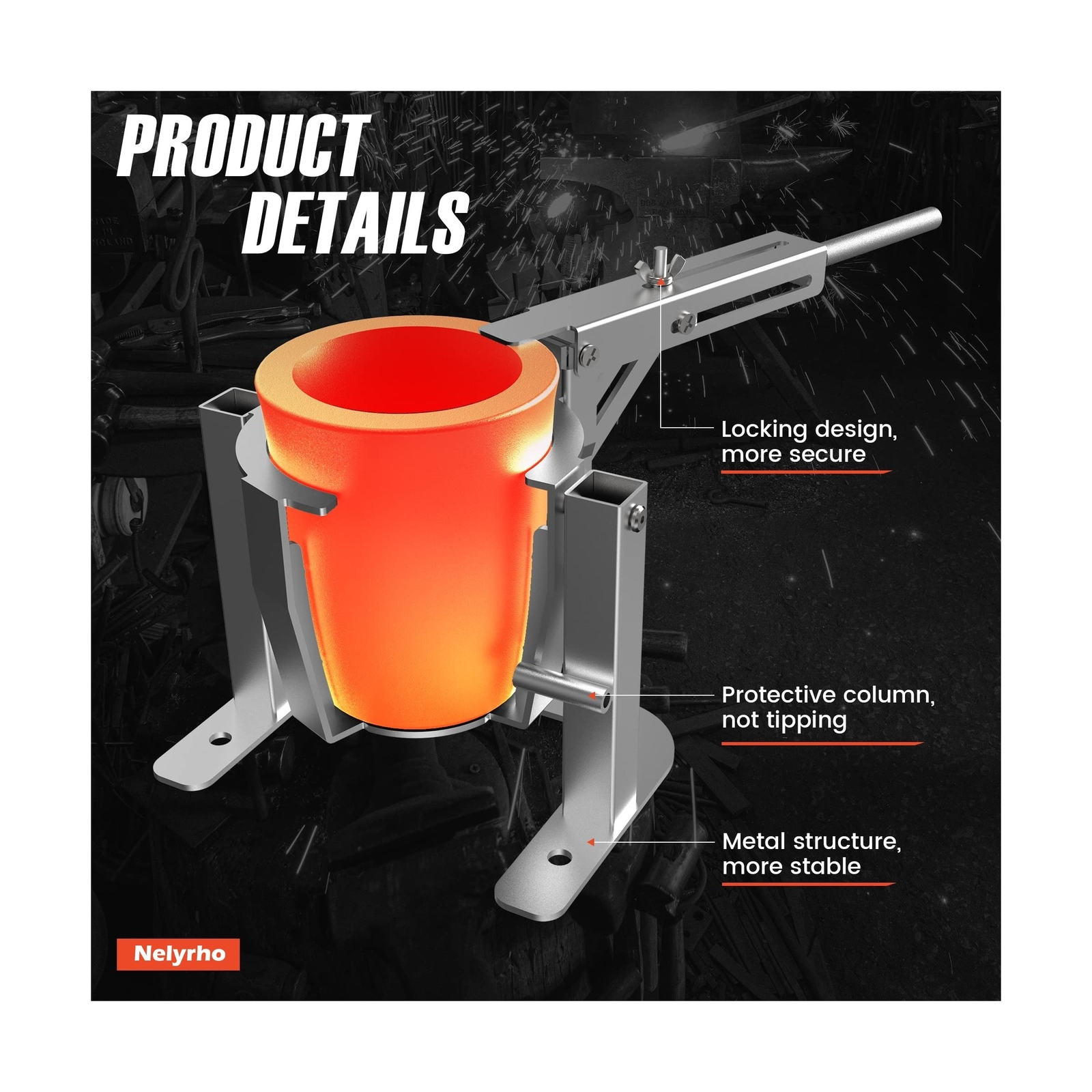 Nelyrho #4 (9.9lbs-4.5kg) Crucible Tongs Kit and Hand-held Crucible Pouring R…
