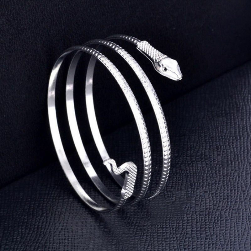Elegant Unique 925 Sterling Silver New Charms Snake Design Bracelet Bangle Cuff