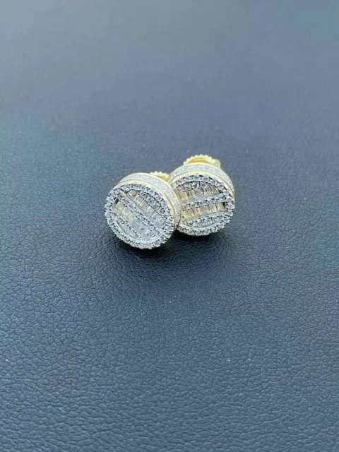 2.00Ct Round Cut Lab Created Diamond Men’s Stud Earring 14K Yellow Gold Plated
