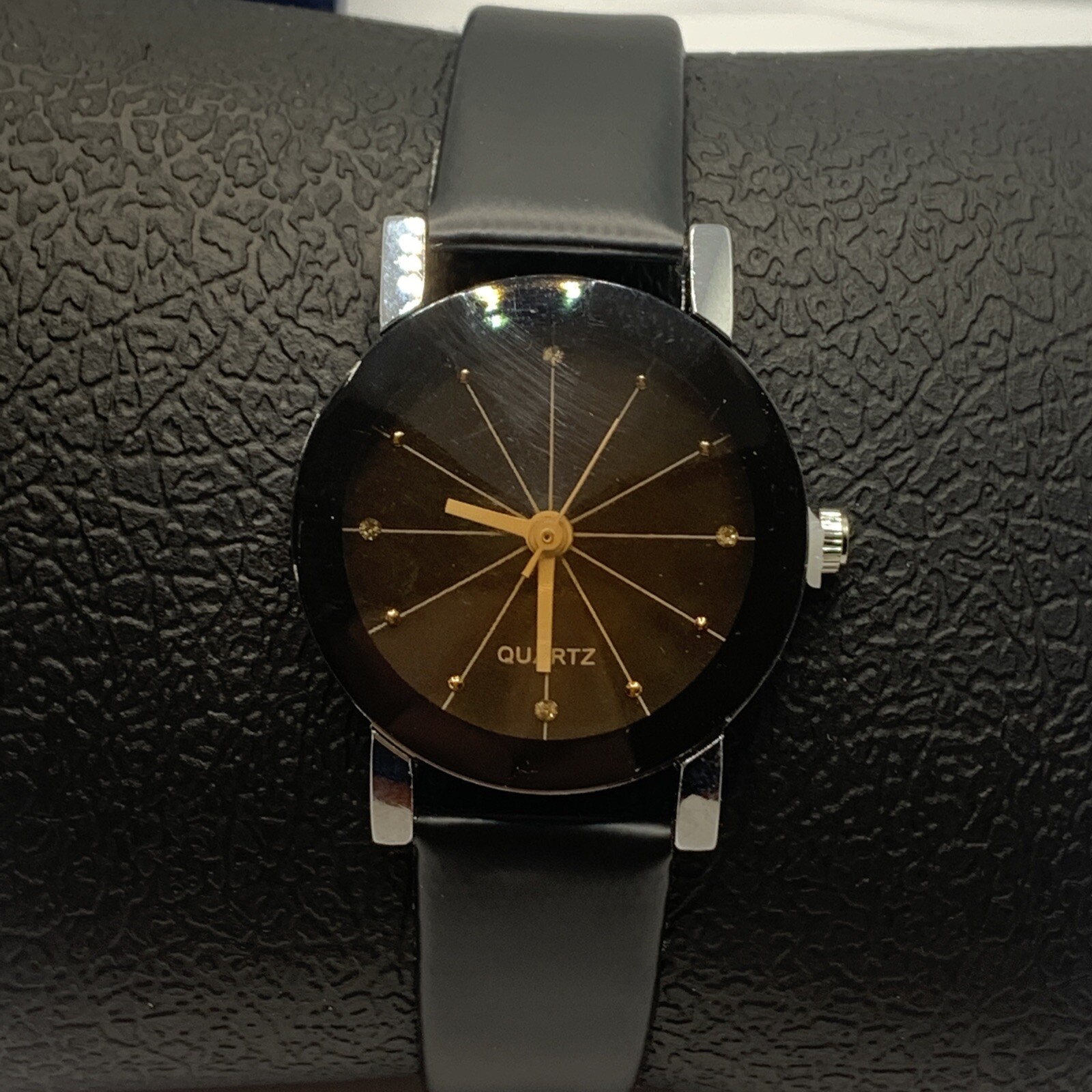 South Lane SS20-dr1-45 Black Leather Analog Dial Quartz Genuine Watch YR115