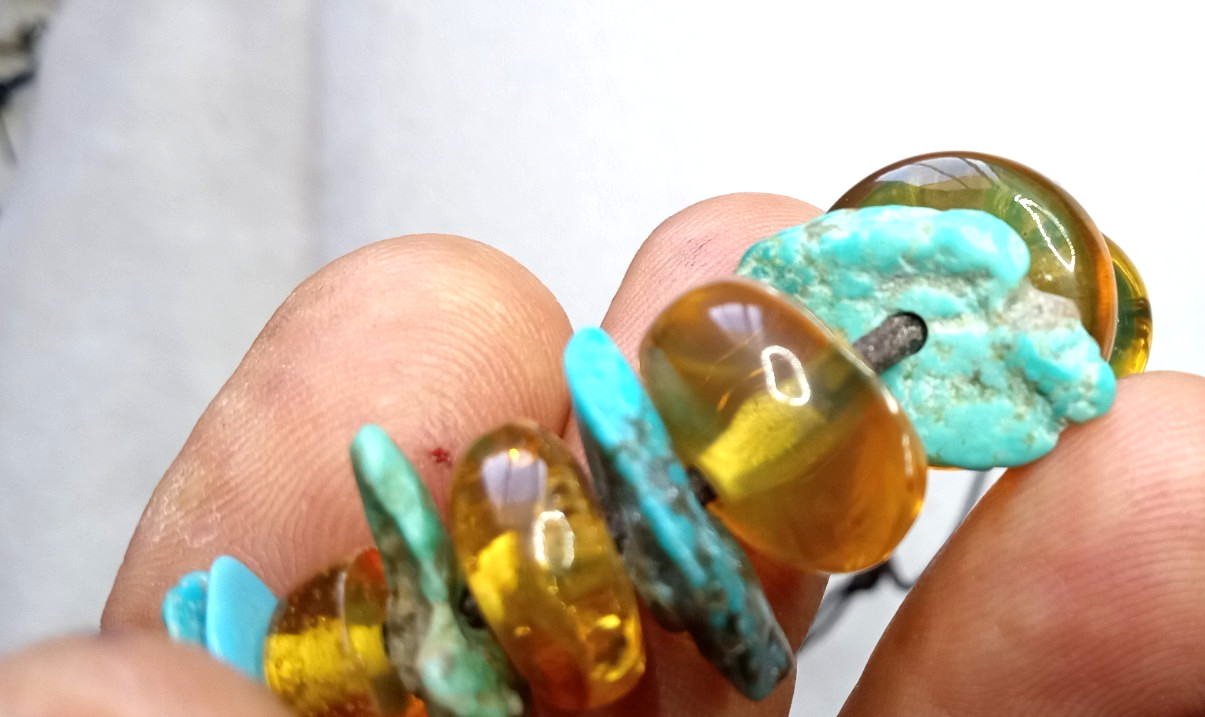 Amber Natural 25 million years old from Mexico, genuine Turquoise necklace.
