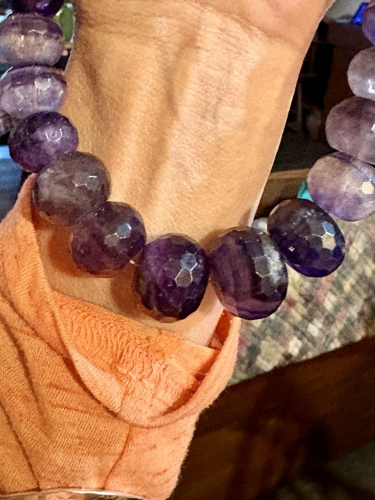 Vintage Sterling Silver Large Faceted Shades of Amethyst Graduated FAS NWTS