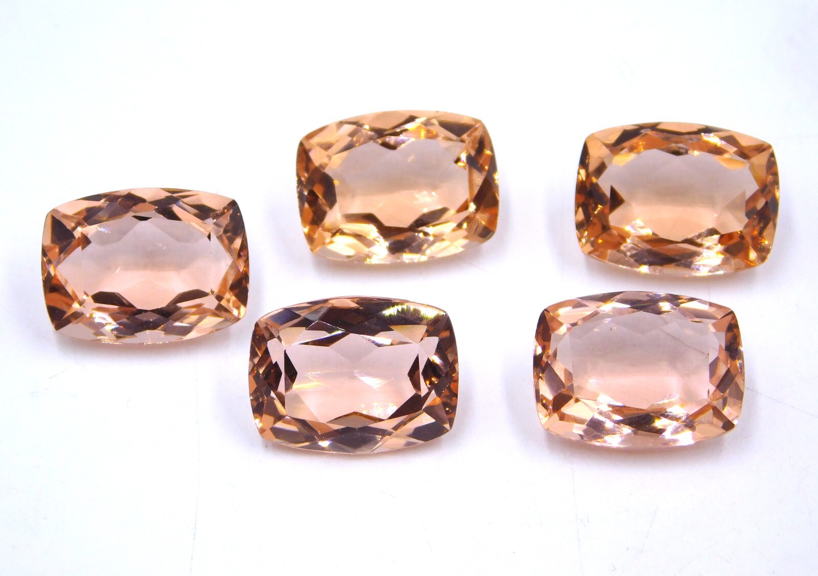 12X16 MM Lab Created Morganite Cushion Cut Loose Gemstone 43.5 Cts 5 Pcs P-1054
