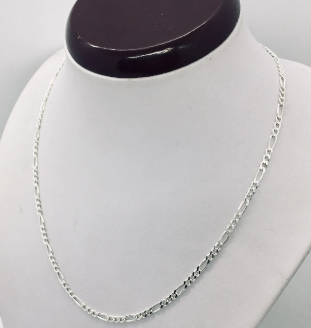 925 Sterling Silver Figaro Chain Necklace 60cm 24″ 3mm Handmade Jewelry Men Wome