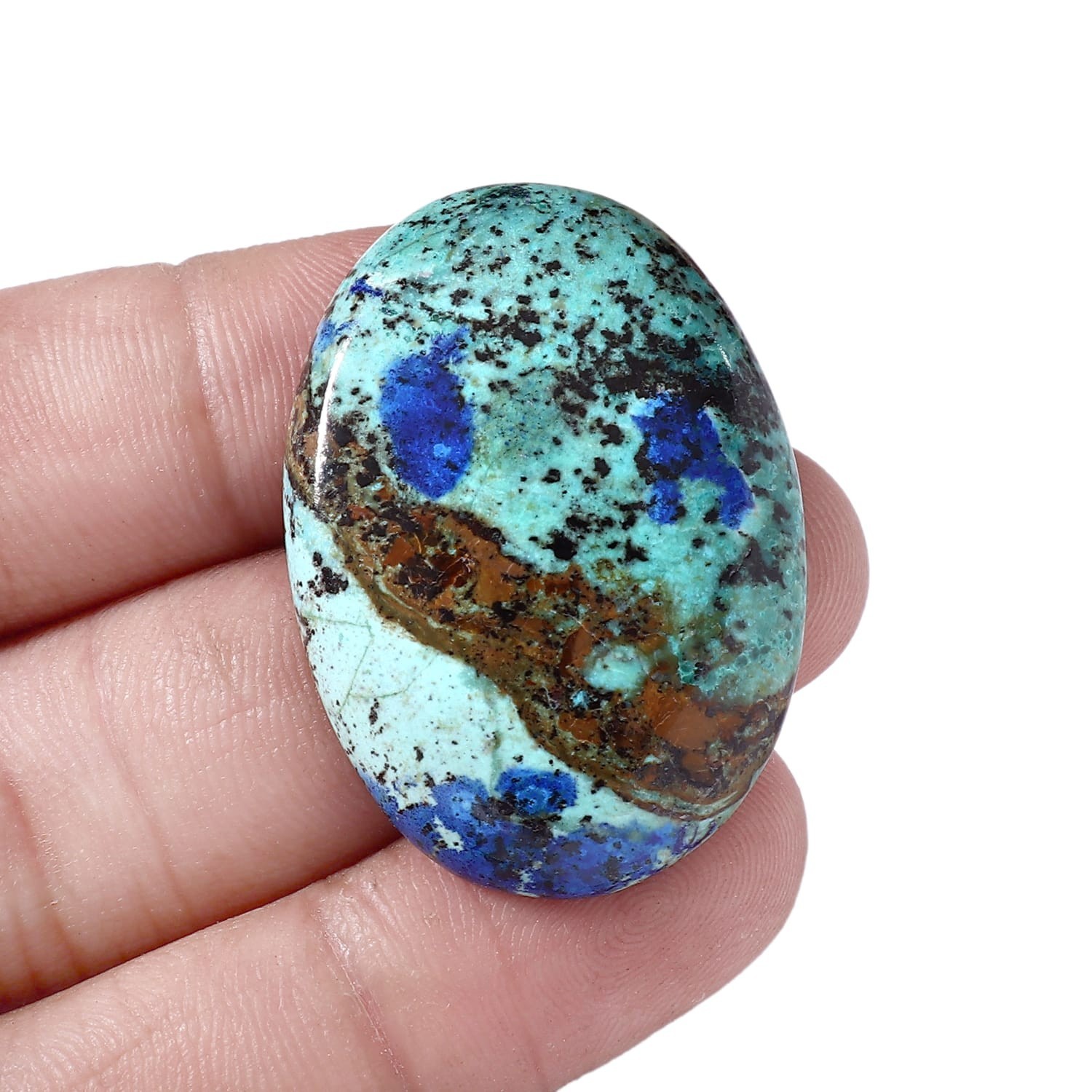 42 CT AAA Quality Natural Azurite Chrysocolla loose Oval shaped Gemstones