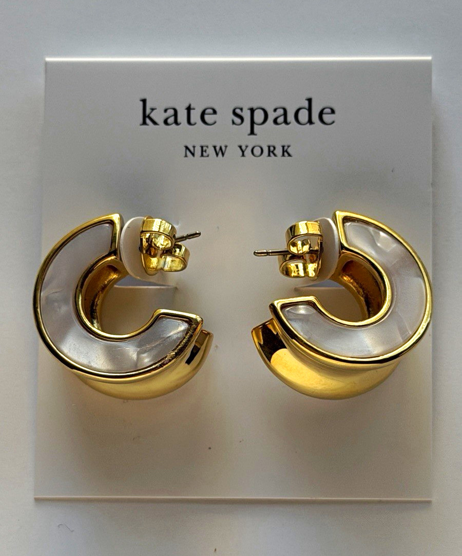 kate spade new york Gold Tone/cream multi Hoop Earrings