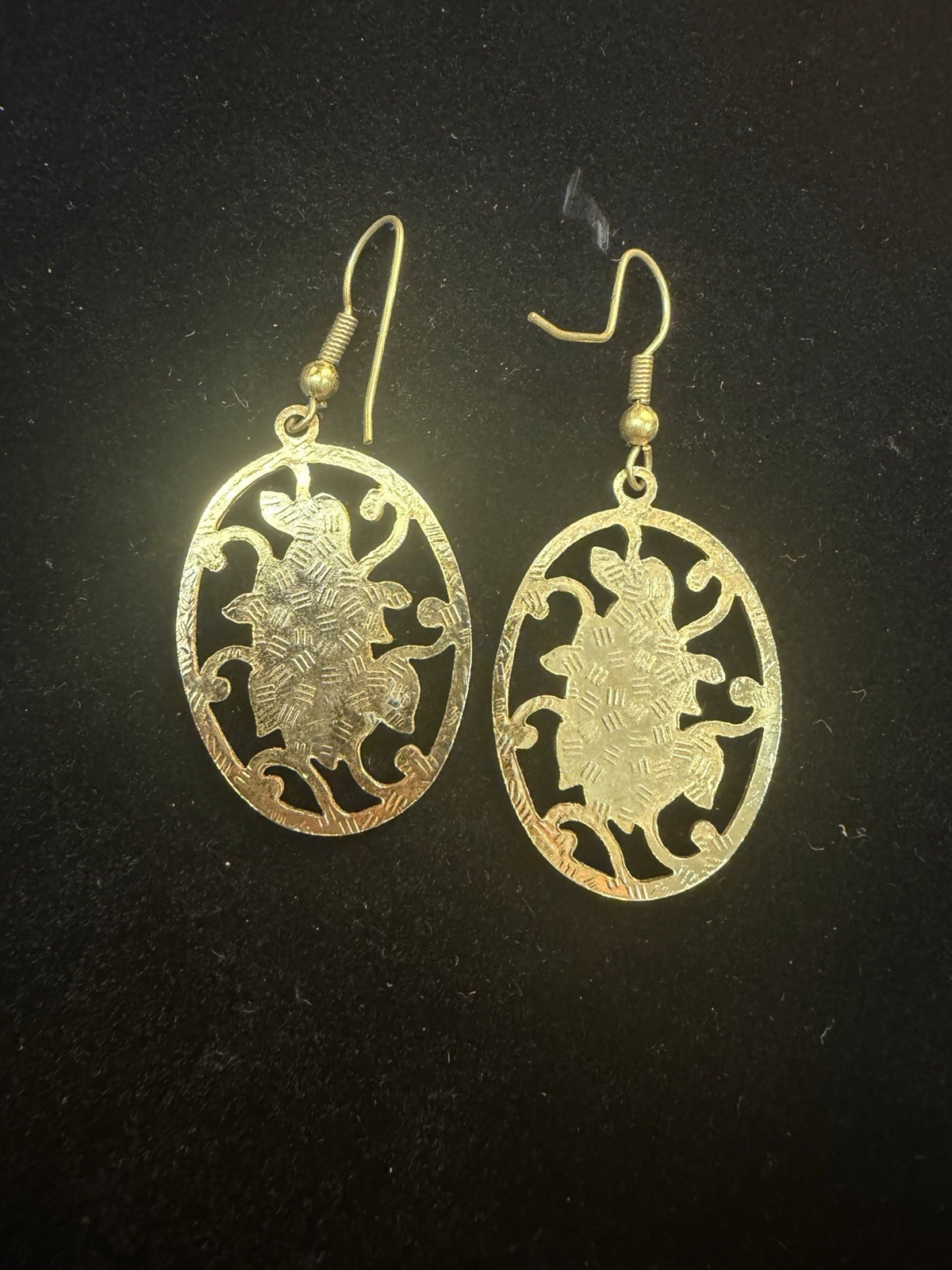 Vintage Cloisonné Floral Dangle Earrings