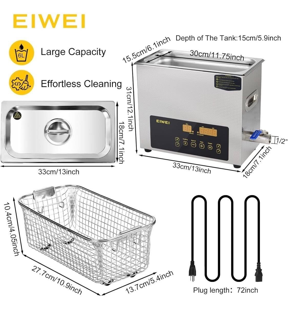 6L Ultrasonic Cleaner Dual-Frequency Professional Digital Stainless Steel Cle…