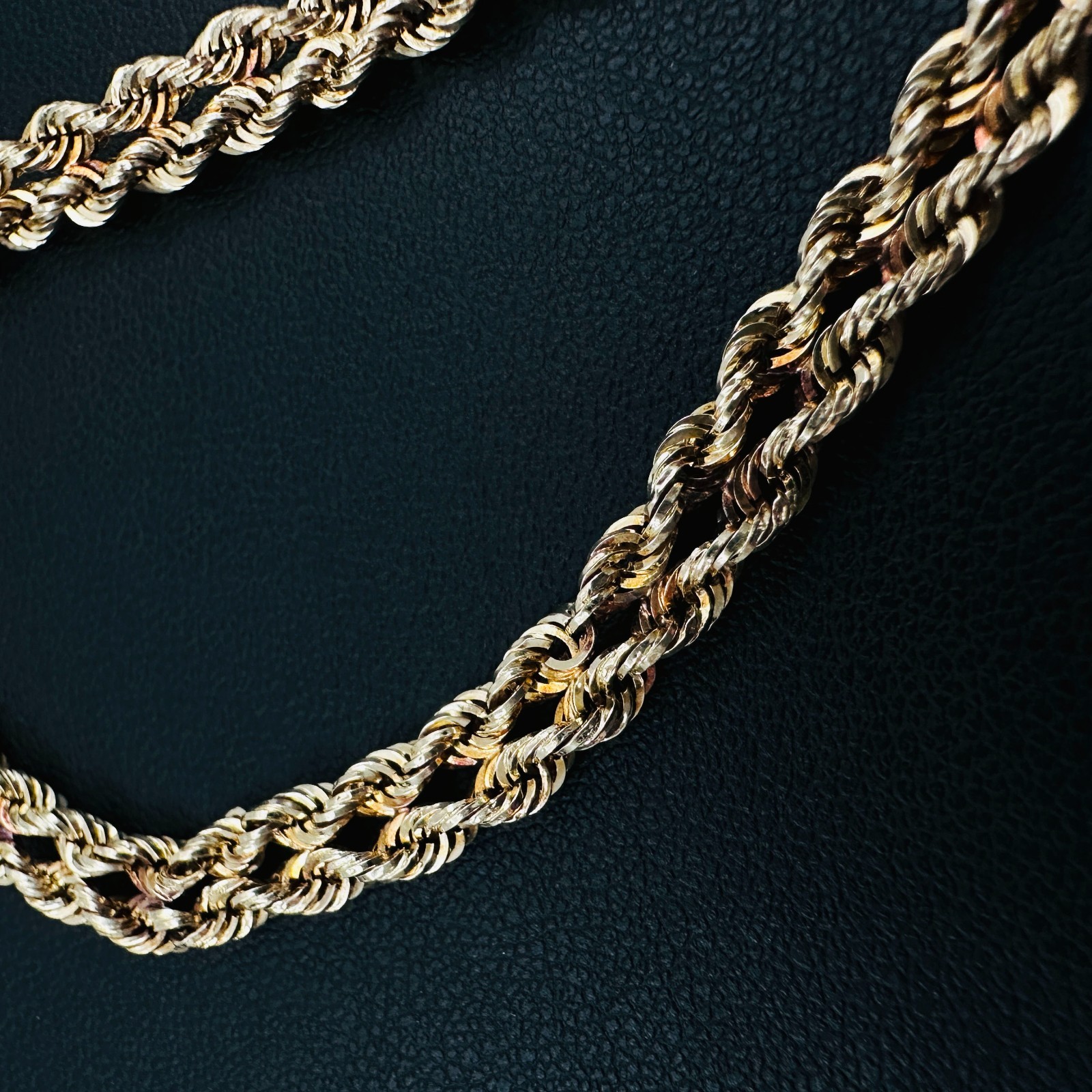 Solid 14K Yellow Gold Unique Braided Link Chain Bracelet 5.7mm, 7 3/8″, 3.4g