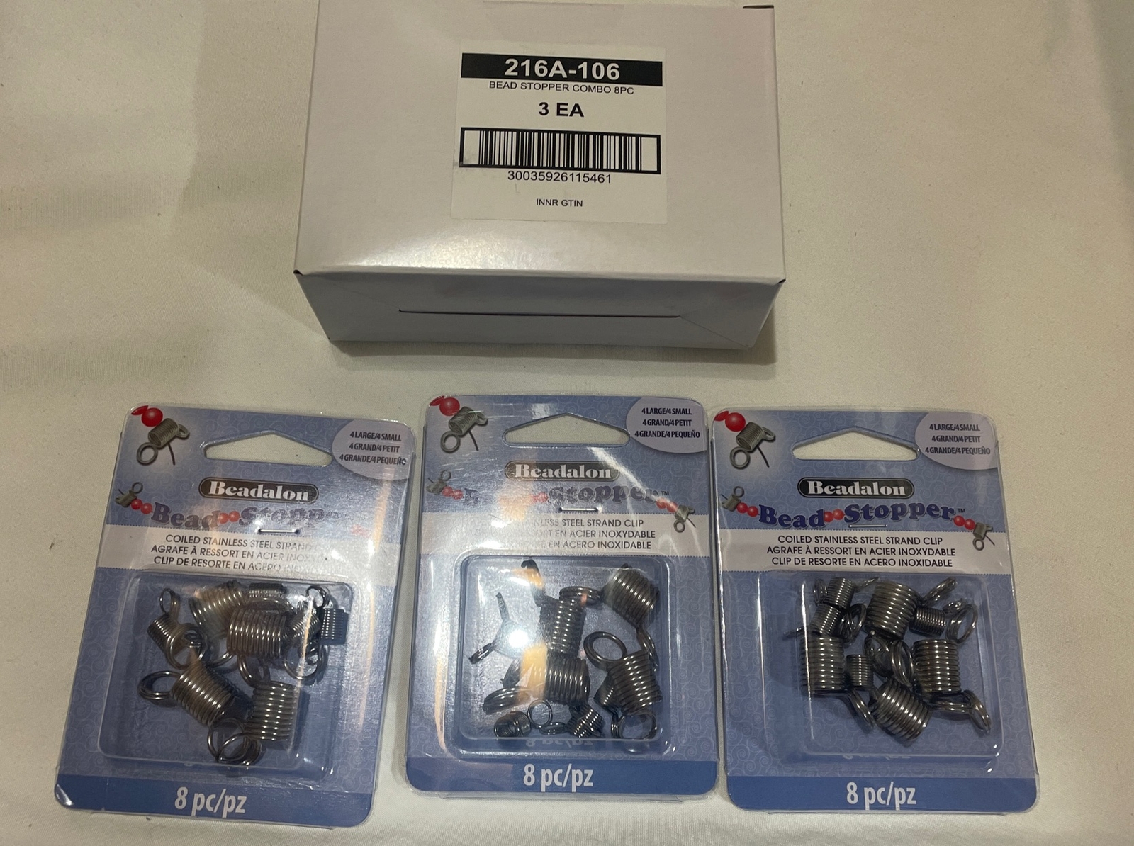 Beadalon Bead Stopper Coiled Stainless Steel Strand Clip 24pcs (3 Cases of 8pcs)