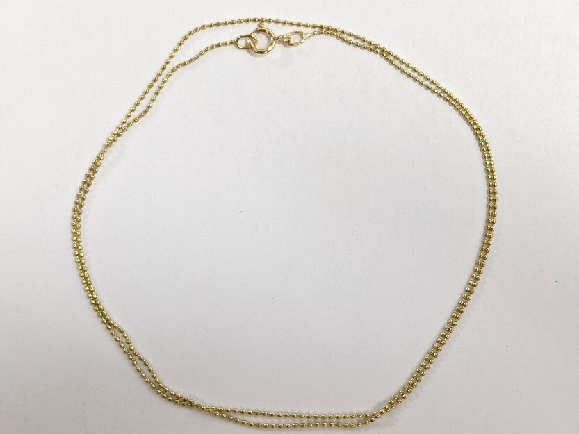 10K Yellow Gold delicate bead Chain Necklace 18 inches