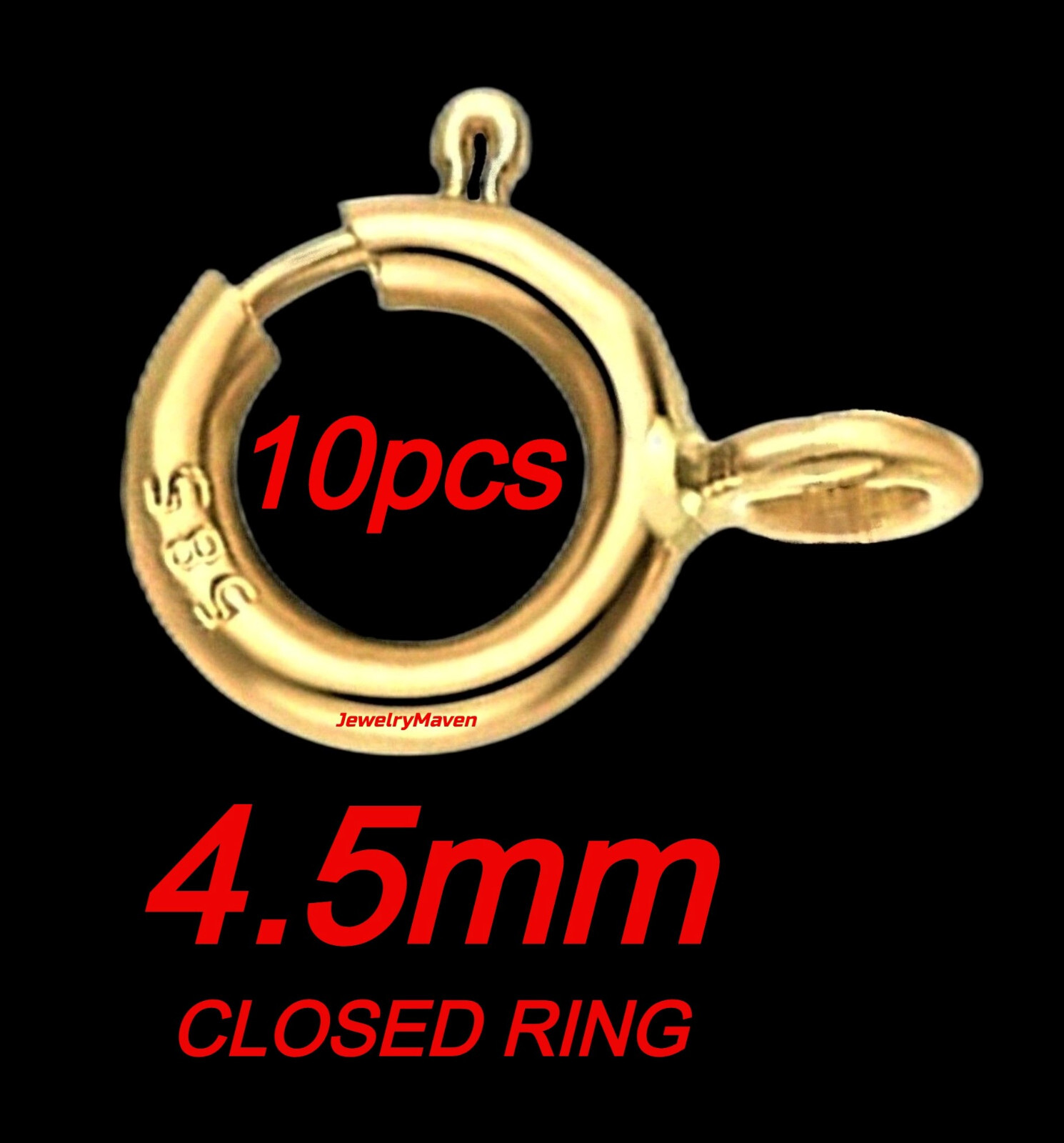 (10) 4.5mm 14k STANDARD WEIGHT Solid Yellow Gold Spring Ring Clasp CLOSED Jump