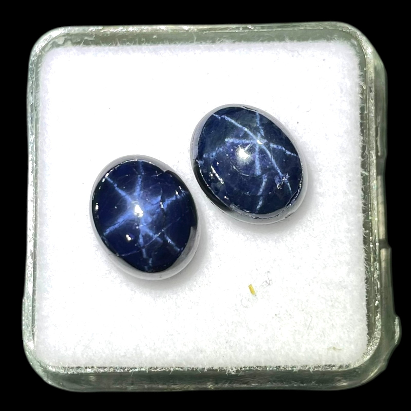 2 Pcs Natural Star Blue Sapphire 10x8mm Oval Loose Cabochon Gemstones Lot