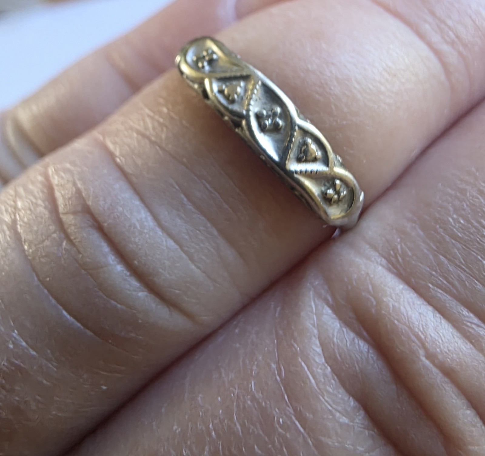 ARTCARVED 1920’s Art Deco 14k White Gold Wedding Ring -Size 8