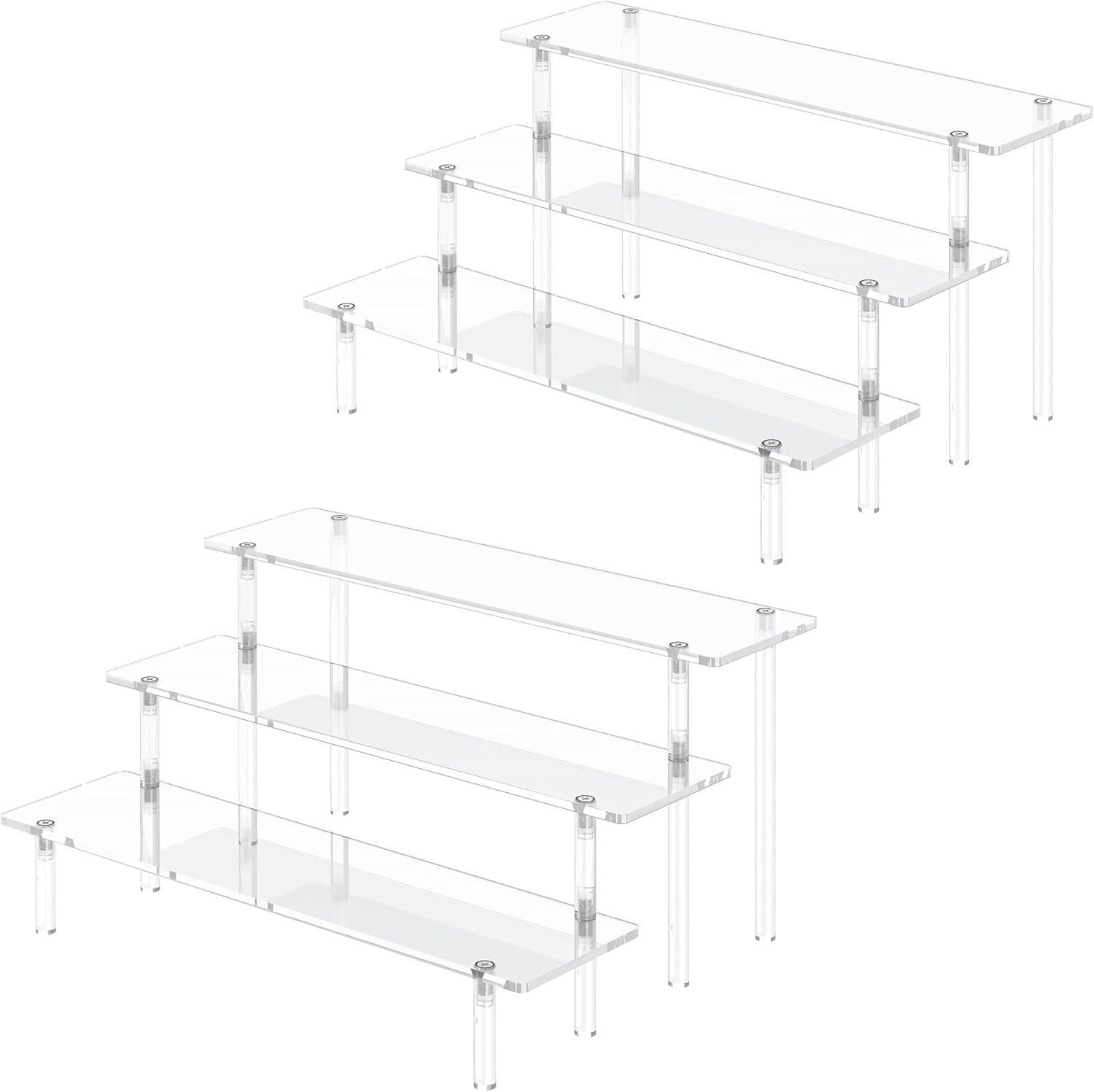 3 Tier Acrylic Display Risers, Large Perfume Organizer Stand, Clear