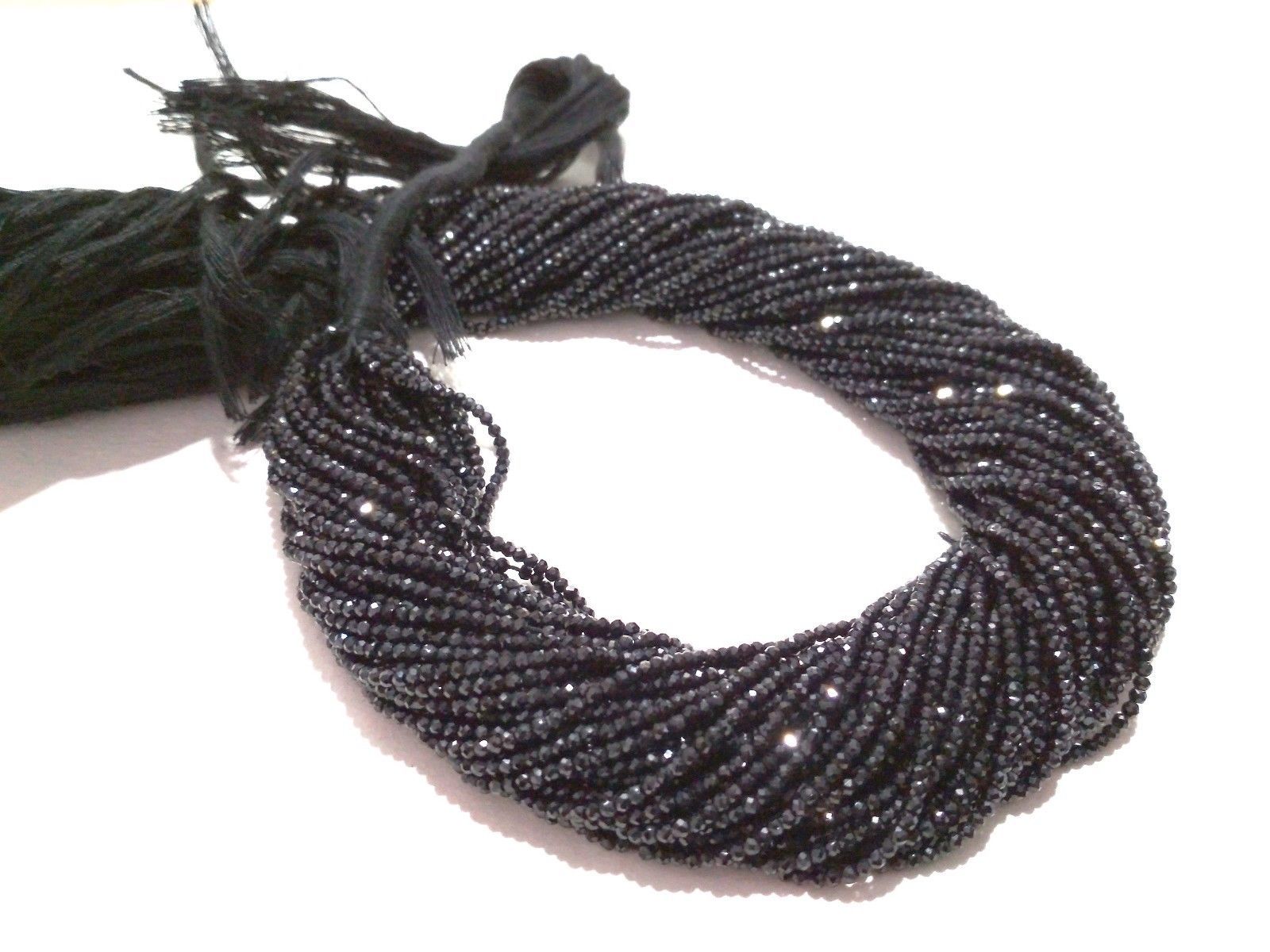 5-50 Strand Natural Black Spinel Rondelle Faceted 2-2.2mm Loose Beads 12″inch