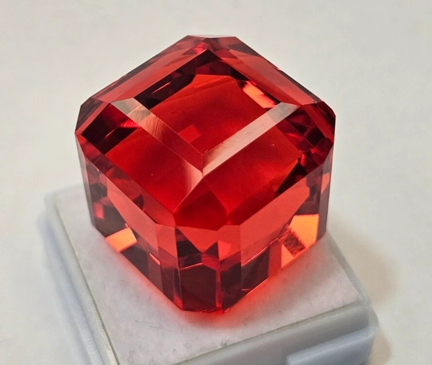 Fire Opal Mexican Natural Cube Cut 98-100 Ct Red Orange Gemstone Loose Certified