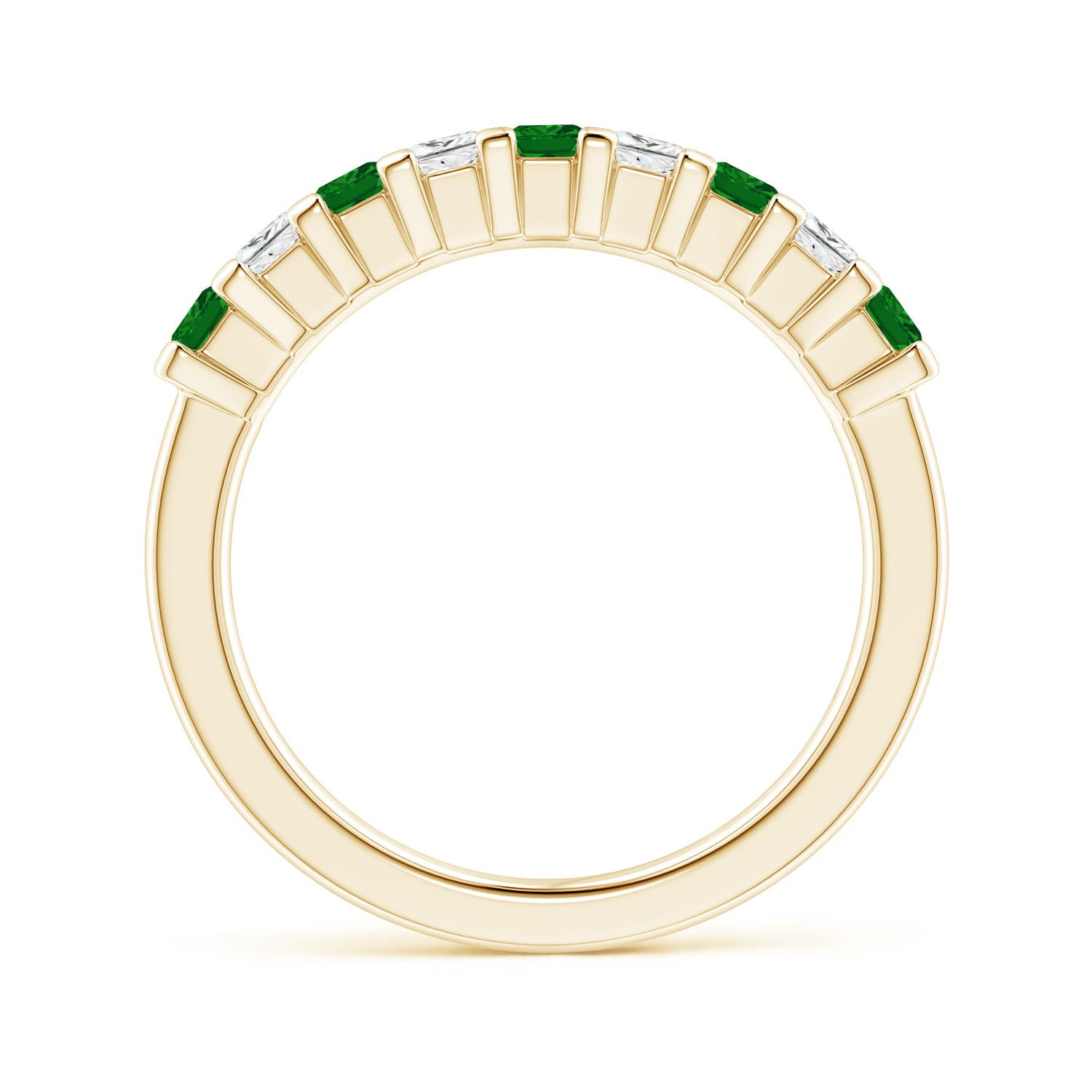 Angara Natural Square Emerald and Diamond Wedding Ring in 14K Solid Gold (2.6MM)