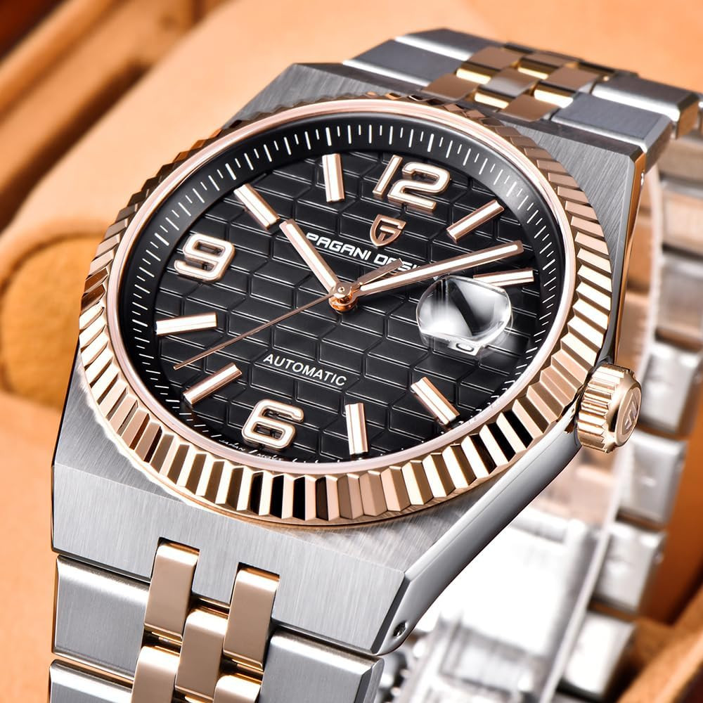 Men’s 40mm Automatic Mechanical Watch – Sapphire, 100M Waterproof, Luminous