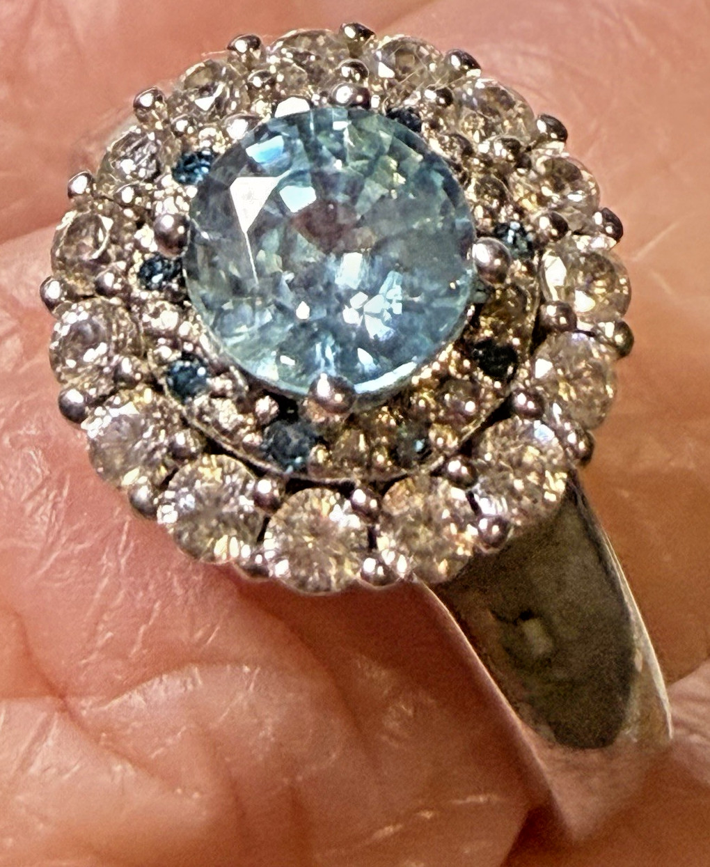 BBJ Bangkok Ratnaraj JTV 925 Sterling Silver Light Blue Aquamarine Ring SZ 6 3/4