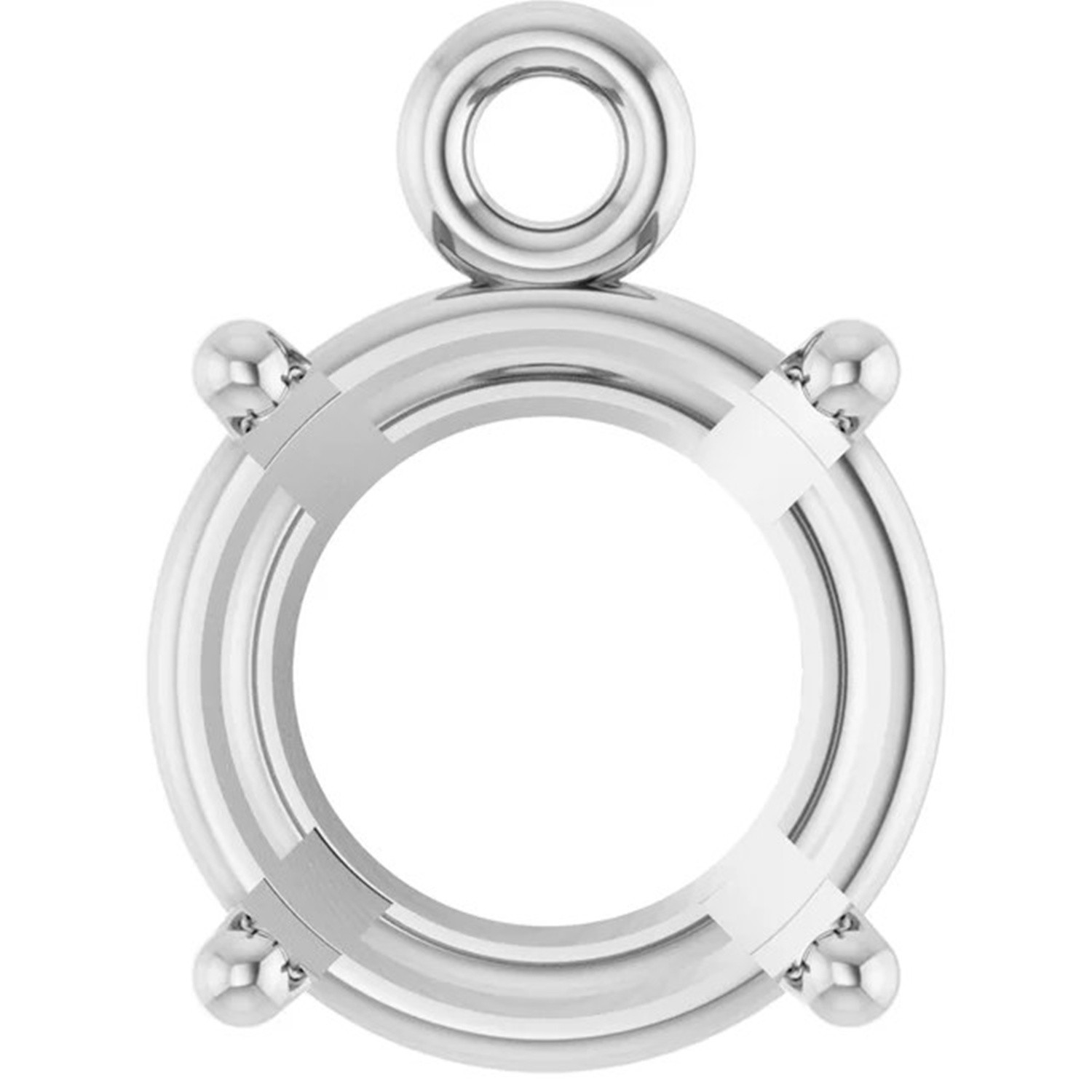 Sterling Silver Dangle Mounting Round Cut 4 Prong Basket Designed Setting USA