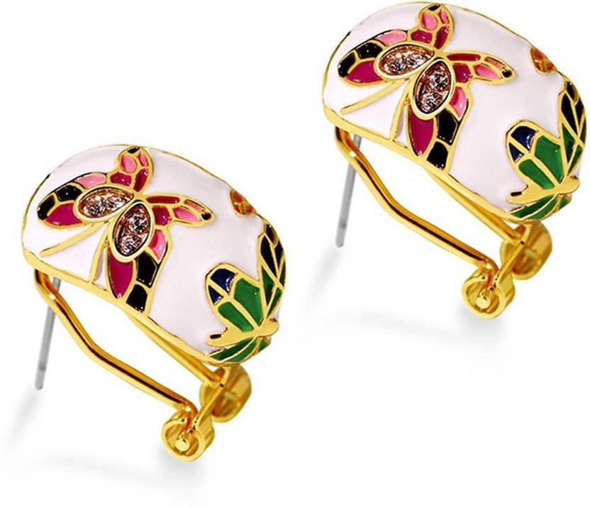 Colorful Butterfly Pendant Necklace and Earrings Set Gold Plated Enamel Jewelry
